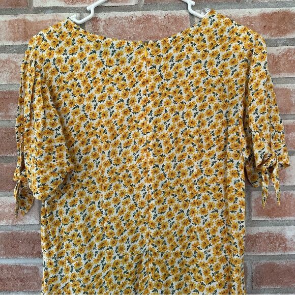 Faithfull The Brand Daphne Mini Flounce Dress Women’s 6 Yellow Ditsy Floral - Picture 9 of 10